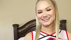 Closeup video of sexy blonde cheerleader Harley King having sex