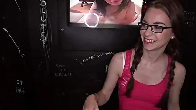 Skinny nerd sucks and fucks at the gloryhole