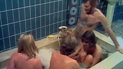 Retro video of two hot babes swapping their partners for sex