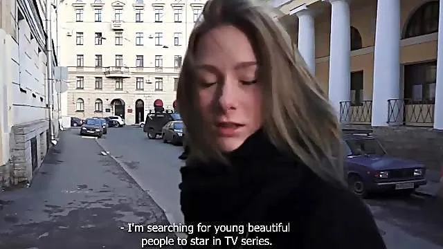 Beautiful teen strips and sucks in reality porn