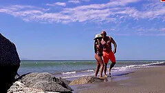 Skinny mexican latina teen public fuck at the beach in holiday