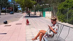 Blonde cougar Leidy De Leon enjoys riding a dick in the woods