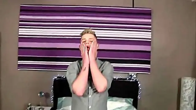 Solo blonde twink in a sexy striptease video