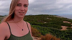 Horny blonde girlfriend Sirena Sweet enjoys having sex on the beach