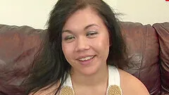 Real couple casting with curvy natural tits girl next door