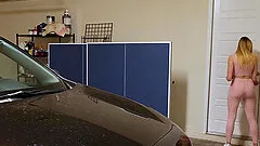 After masturbating in the car Amber Moore goes to ride a dick