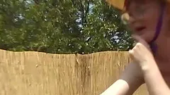 Ugly saggy tits 85 years old granny gets outdoor toyed and rough fucked by her strong dick toyboy