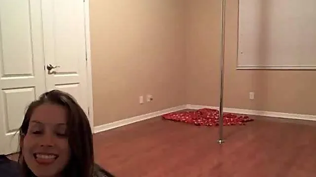 Cute brunette dancing in webcam show