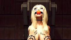 A sexy cuffed young blonde gets fucked hard by a hardcore muscular woman with a strapon