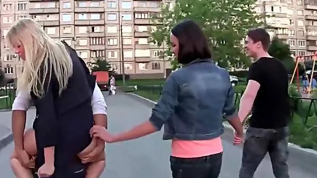 Skinny sluts fucked in a foursome video clip