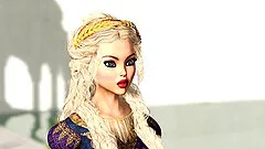 Super hot dickgirl plays with a sexy princess in the medieval castle