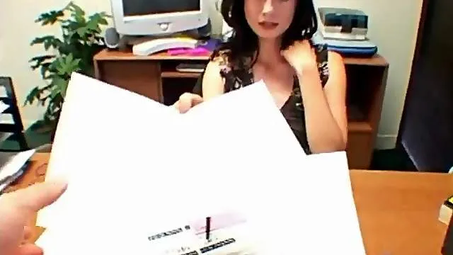Skinny office girl has sexy feet to tease him