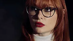 Redhead slut Lacy Lennon gets rough fucked by two horny studs