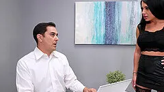 Interracial MMF threesome in the office with hot Gianna Grey