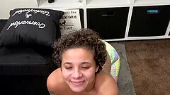 Homemade POV video of an amateur girlfriend giving a sloppy blowjob