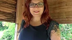 Outdoor dicking in public with Pussydoll wearing glasses - HD