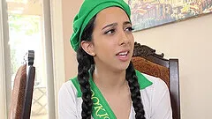 Slutty college chick sucking a large white cock - Kiarra Kai