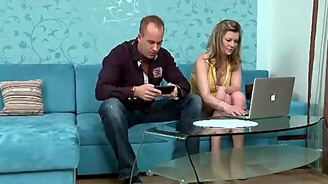 Small tits of yummy mom sucked by her man