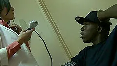 Interracial fucking on the sofa with horny doctor Julez Ventura