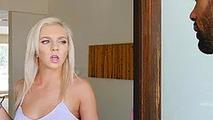 Skinny blondie Tiffany Watson moans during interracial fucking