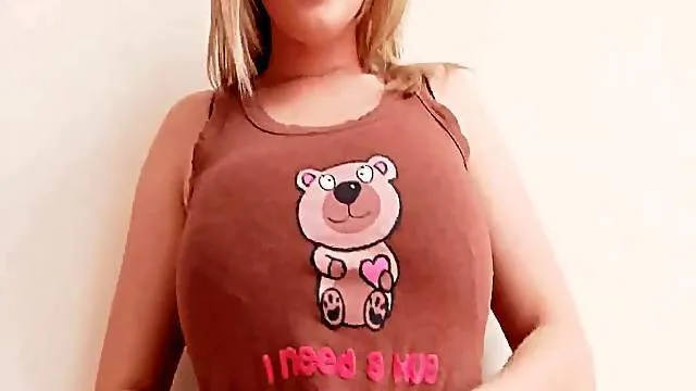 Big boobs blonde strips from pajamas