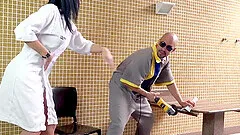 Goth Tgirl Nataly Souza Asks the Hung Handyman for a Hot Creampie