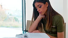 Messy facial ending for beautiful room-mate Harmony Wonder