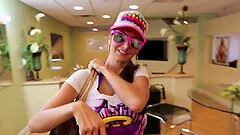 Naughty Phoenix Marie loves playing with two cocks in the car