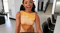 Ebony chick Cali Caliente enjoys having interracial sex in POV