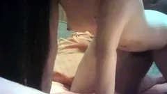 Pink labia close up of naive brunette