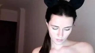 Cumshot amateur MILF suck and jerks dude in the bedroom