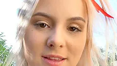 Naughty cheerleader Aria Banks lifts her uniform to ride a dick