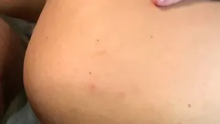 Pink labia close up of naive brunette