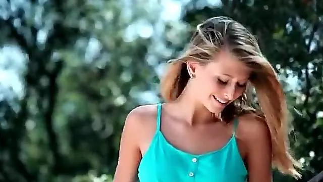 Skinny girl Lauren Clare strips outdoors