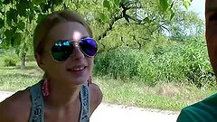 Outdoors quickie with a skinny blonde neighbor who loves moaning