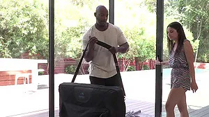 Interracial fucking on the massage table makes Rose Darling cum