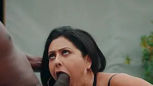 Outdoors video of interracial fucking with busty Mariska X