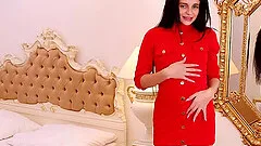 Fit solo girl Kate Rich opens her long legs to pleasure her pussy