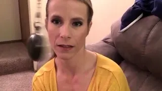 Amateur Babe in Glasses jerks cock for facial