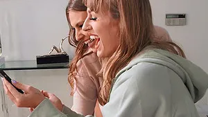 FFM threesome with Angel Youngs & Kenzie Love wearing lingerie