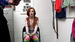 Skinny redhead babe Madi Collins gets fucked by a security guard