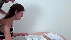 Cute small tit skinny girl gets extreme rough big cock banged by her old horny boyfriend