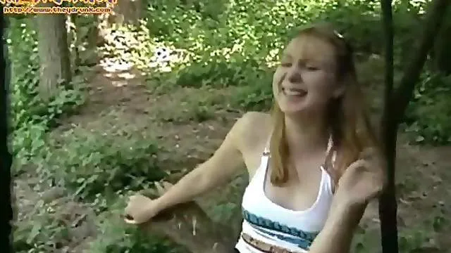 Cute solo Kate is drunk in the woods