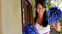 Naughty cheerleader Ashley Stone drops her white panties for sex