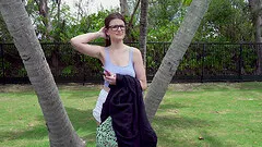 Skinny girl Michele James with glasses gets fucked in the van