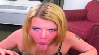 Blondie's enormous fun bags got a facial cumshot from a