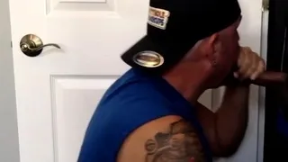 Tattooed amateur DILF blows in gloryhole