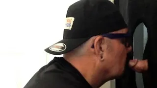 Tattooed amateur DILF sucks in gloryhole