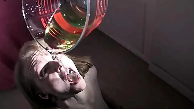 Whore licks her piss up off the floor