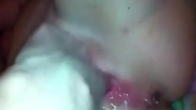 He fingers her pussy as his cumshot drips out